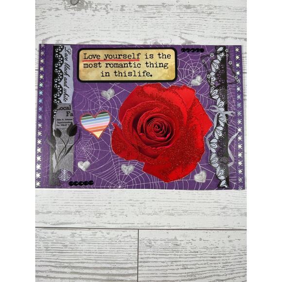 5" x 7" Mixed Media Collage OOAK Handmade Art By Kat Sanders - Love Yourself - Picture 2 of 3